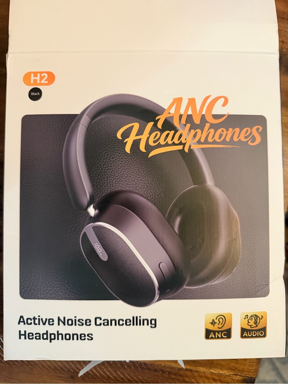 H2 Active Noise Cancelling Headphones - Black w/ digital % screen